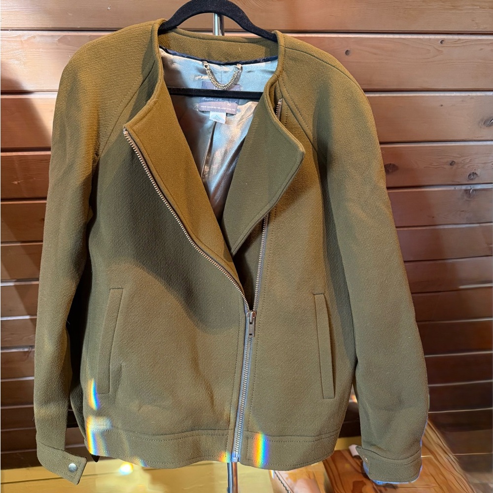 J. Crew Khaki (Olive Green) Wool Utility/Moto Jacket for Women